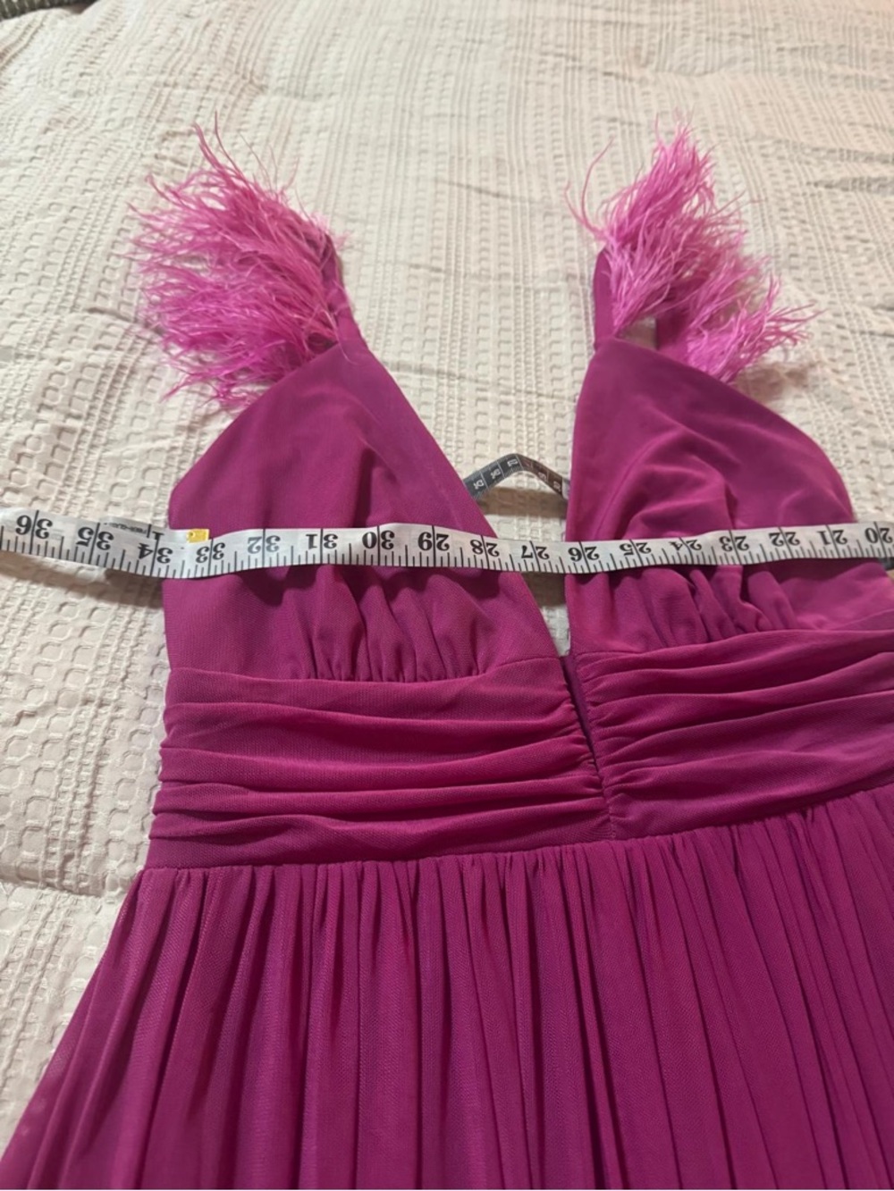 Stunning Feather long Dress Purple/Pink - Picture 8 of 8